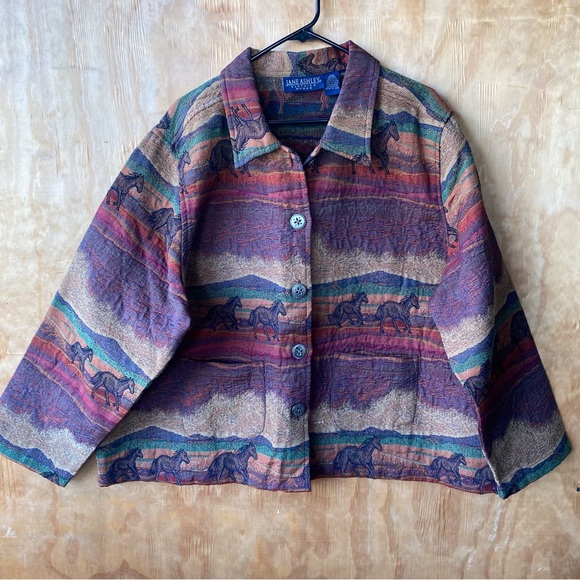 Jane Ashley Jackets & Blazers - Jane Ashley Vintage Horse Tapestry Coat
